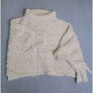 Anthropologie Maeve Poncho Sweater Womens White Sprinkles Sparkle Metalic Pastel